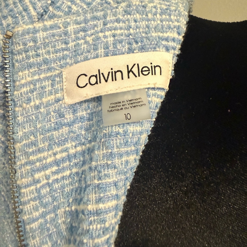 Calvin Klein Powder Blue Tweed Pencil Midi Dress - Picture 3 of 3